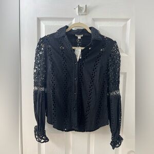 Ultra Pink Black Lace Detail Top